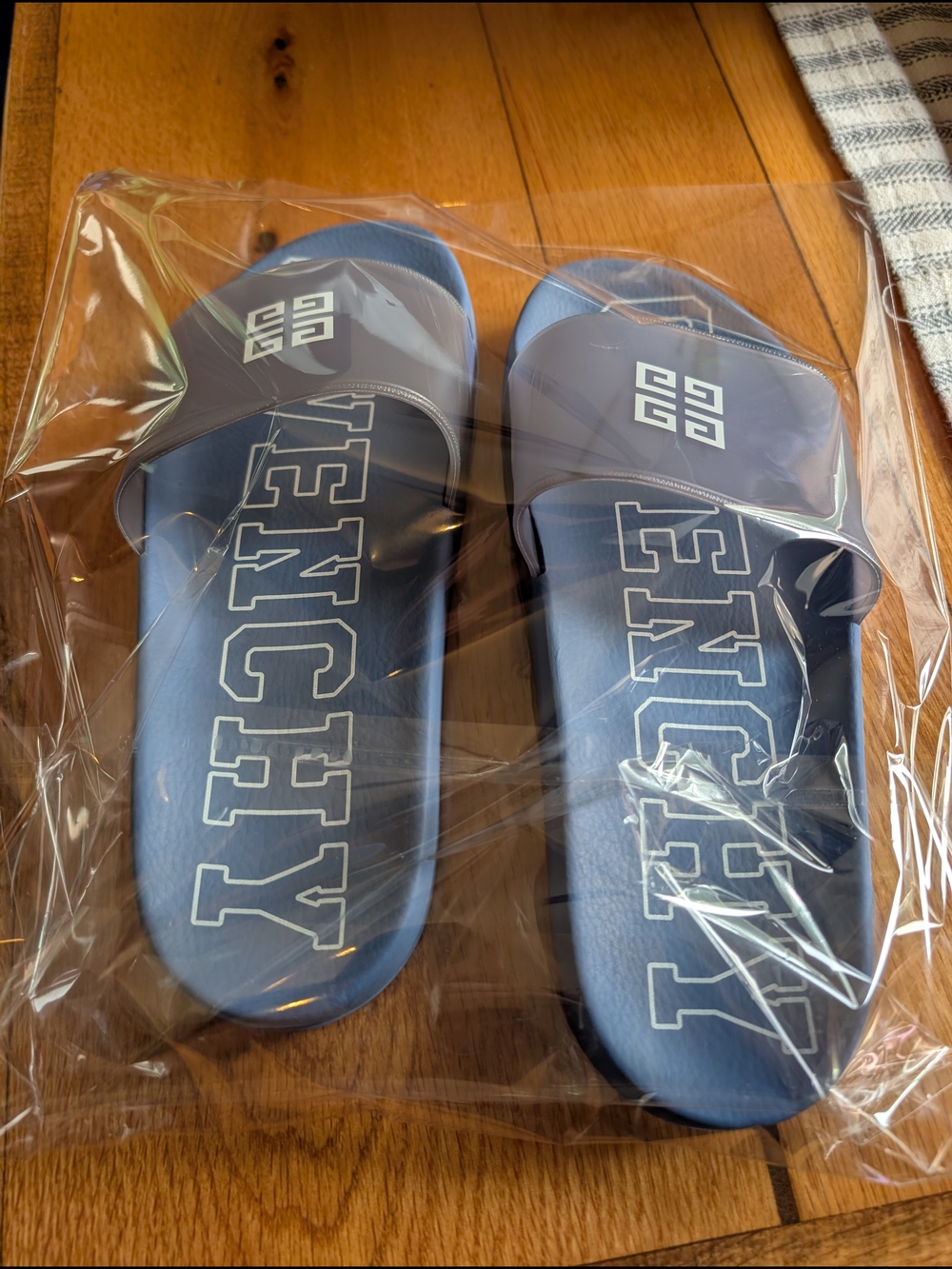 Givenchy Blue Logo Slide Sandals